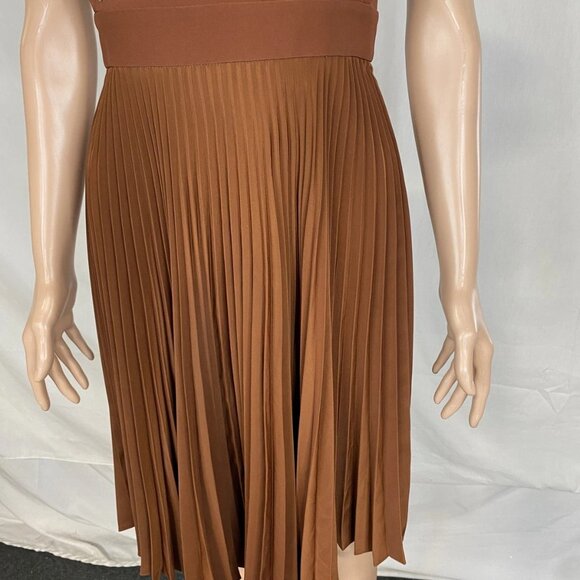 A.L.C. Women’s Pleated Grommet Detail Dress Size 0 Brown - Picture 9 of 10